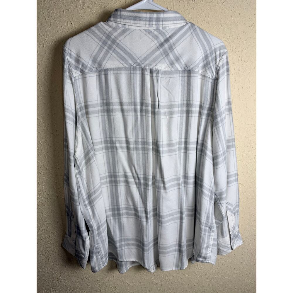 Women's 2X Well Worn 100% Viscose Plaid Button Down Flowy Casual Fall Boho - Picture 3 of 6